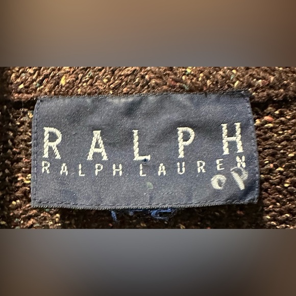 Ralph Lauren Silk Blend Nubby Brown Multi Tweed Knit Button Front Cropped Jacket - Picture 5 of 6